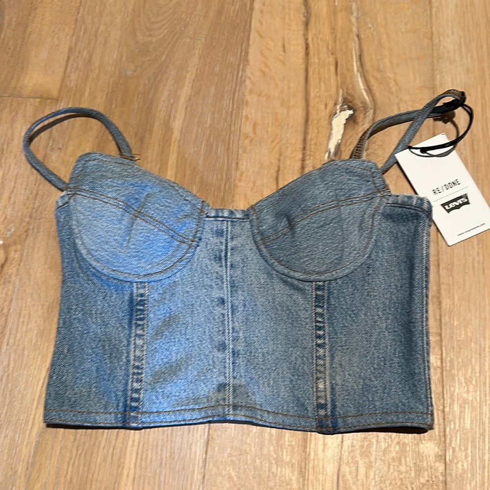 RE/DONE NWT DENIM BUSTIER CORSET XS